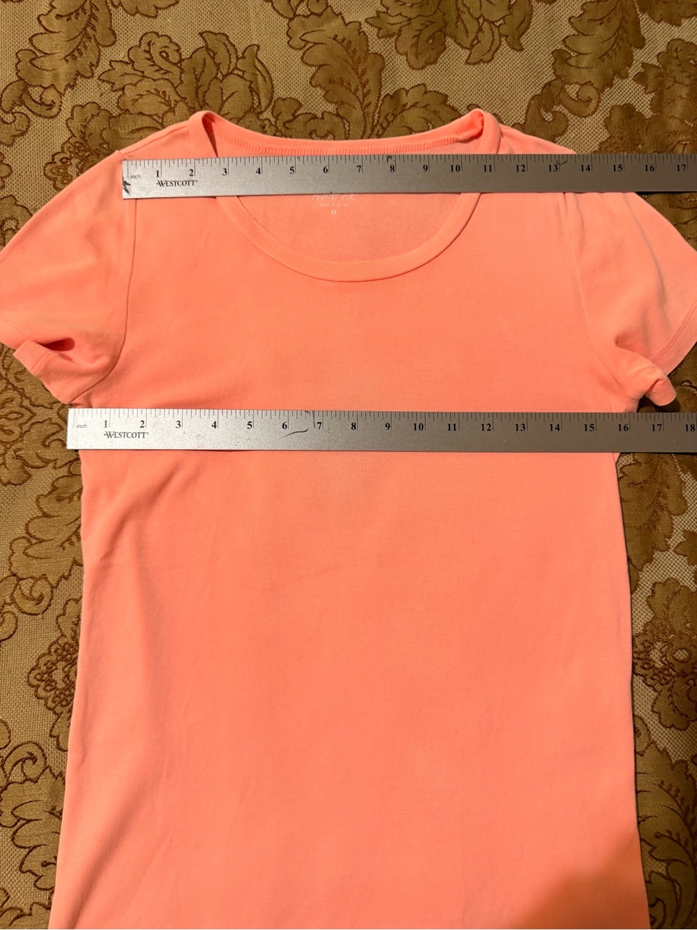 J. Crew Perfect Fit Cotton Short Sleeve Crew Neck Tee, Peach Color, Sz M - Picture 7 of 10